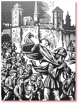 Rattenfänger Holzschnitt Rudolf Riege